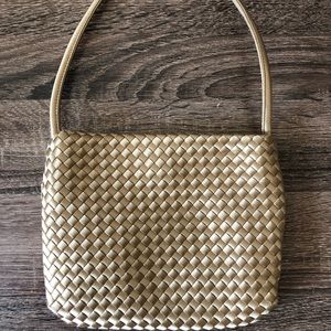 BOTTEGA VENETA WOMENS SMALL GOLD SILK BAG A COND.